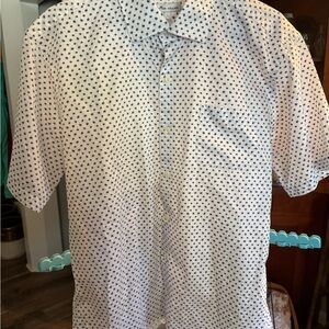 Peter Millar White Shirt with Blue Star Pattern